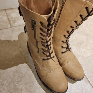 Tall tan lace up boots